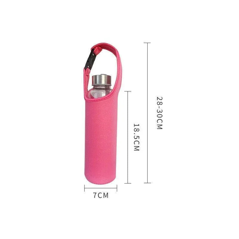450ml Neoprene Water Bottle Holder Bag Insulated Cover Carrier with Strap - Blue