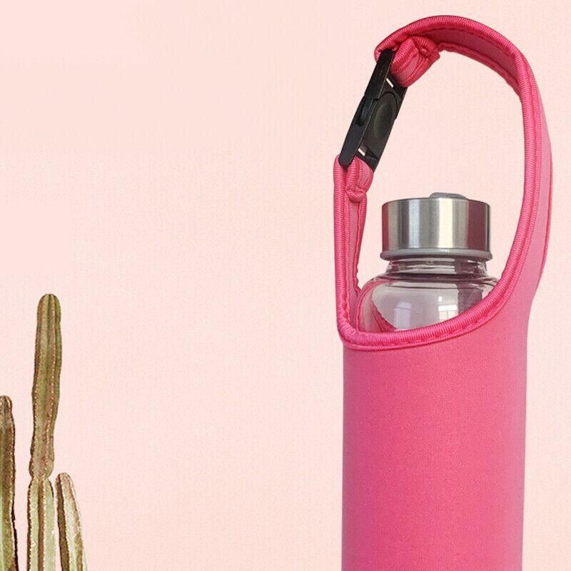 450ml Neoprene Water Bottle Holder Bag Insulated Cover Carrier with Strap - Blue
