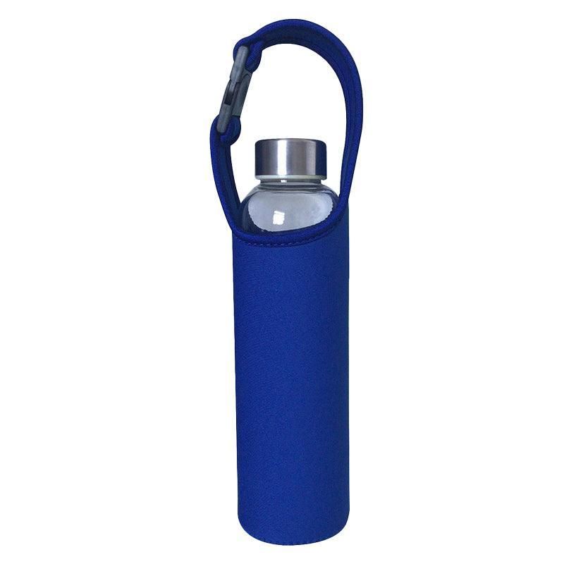 450ml Neoprene Water Bottle Holder Bag Insulated Cover Carrier with Strap - Dark Blue
