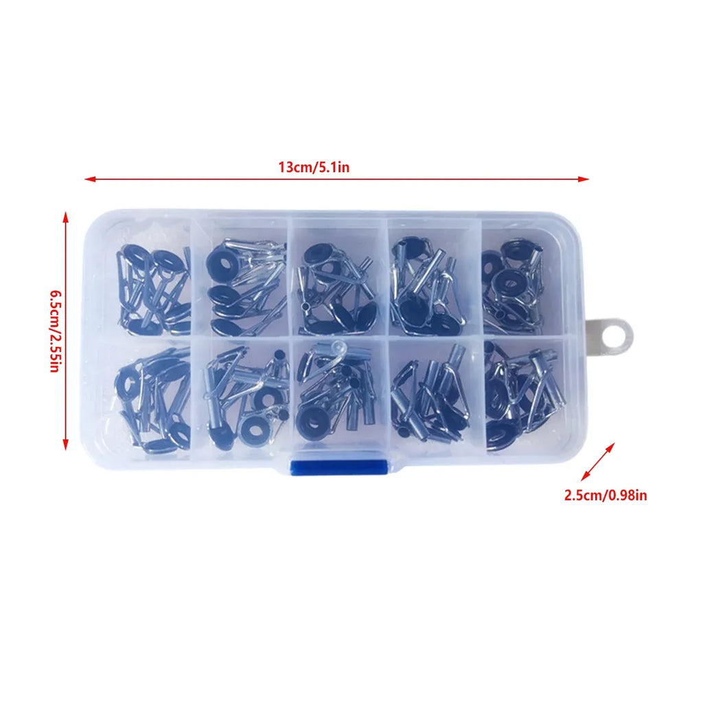 50pcs Fishing Rod Guide Tip Repair Kit Set Rings Guide Replacement Parts Tools