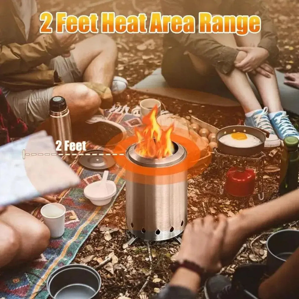Outdoor Portable Wood Stove Low Smoke Solid Fuel Camping Cooking Heater