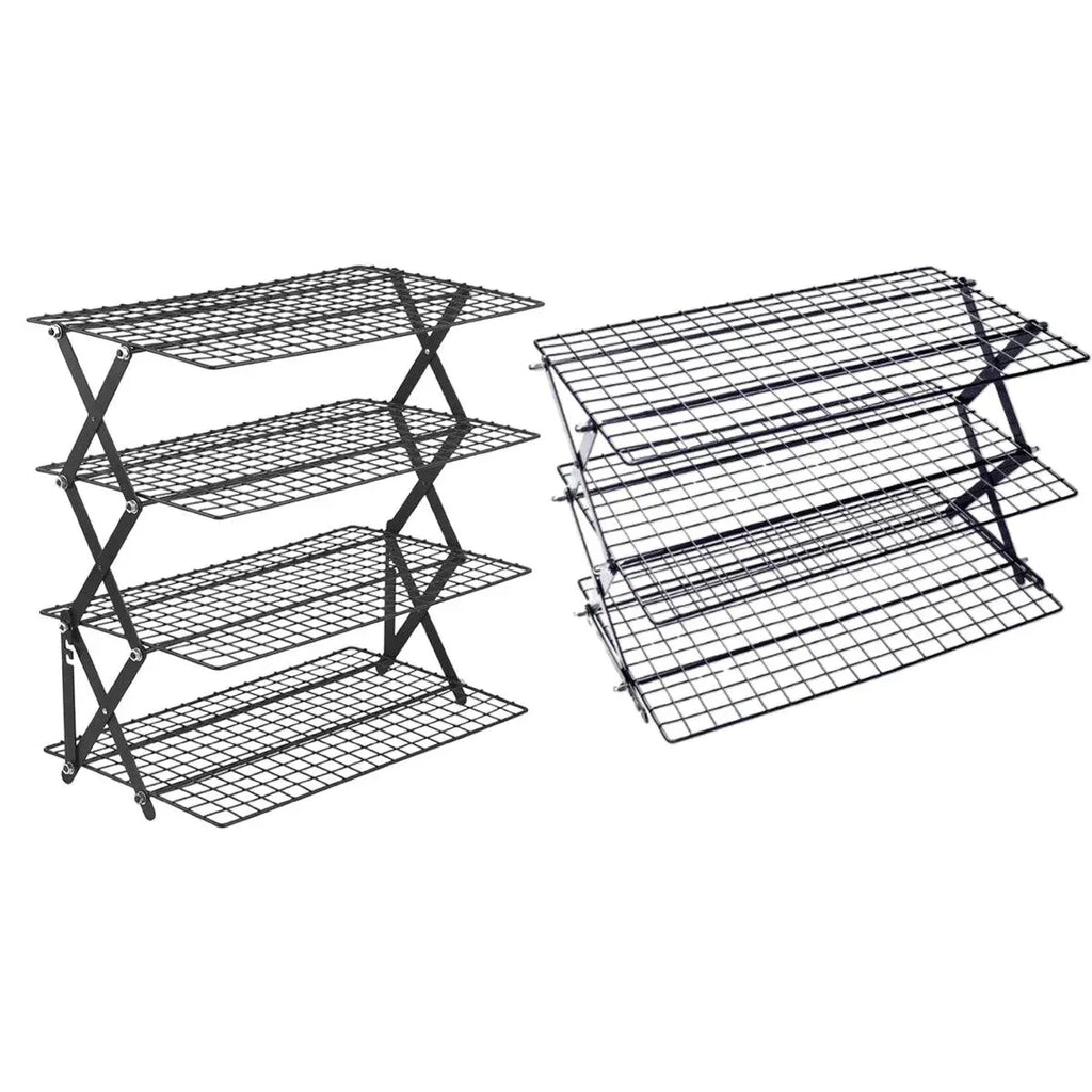 3/4 Tier Camping Dining Rack Iron Shelf Portable Picnic Rack Foldable Storage Table - 4 Layers