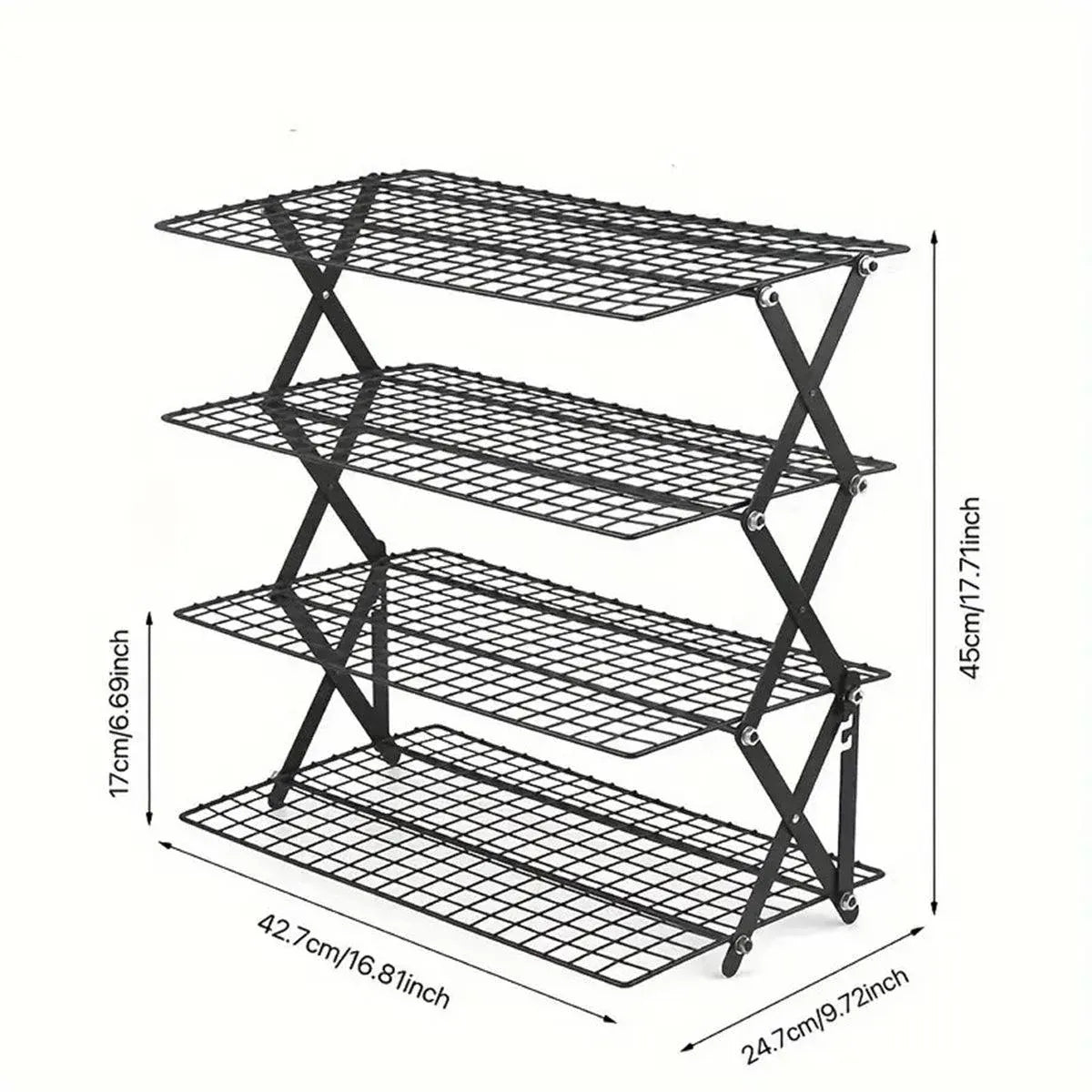 3/4 Tier Camping Dining Rack Iron Shelf Portable Picnic Rack Foldable Storage Table - 4 Layers