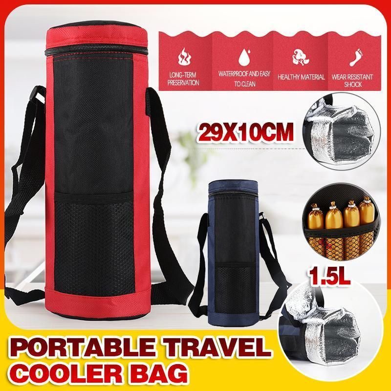 New Wine Portable Travel Cooler Bag Insulated Wine Bottle Tote Carrier - Navy Blue