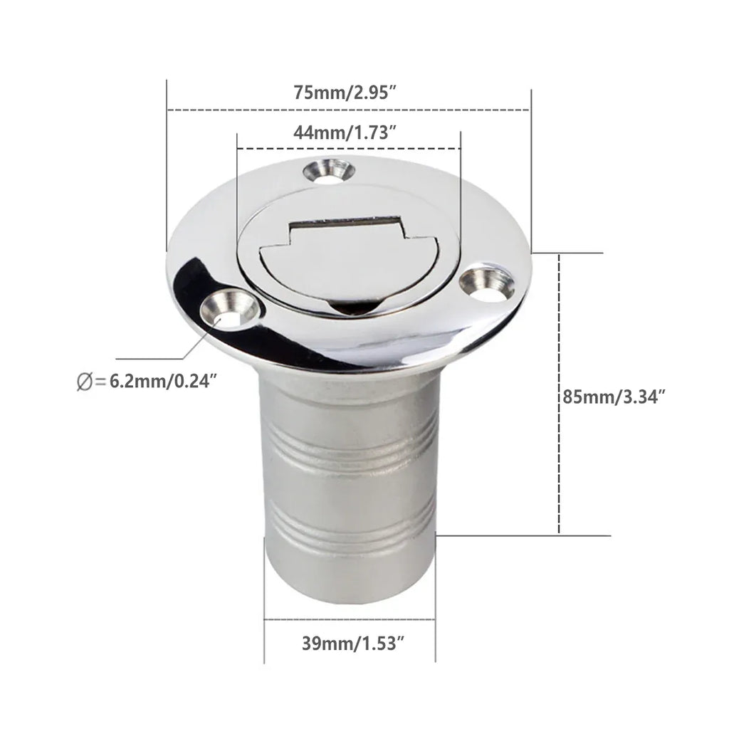 Stainless Steel Fuel Water Deck Filler Cap Flip Top Marine Yacht Boat Accessory