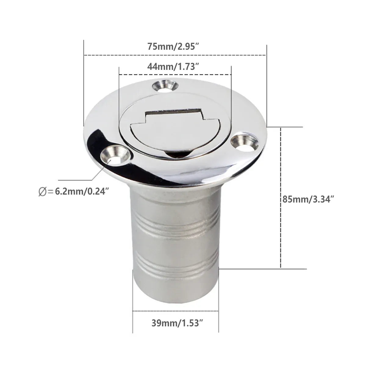 Stainless Steel Fuel Water Deck Filler Cap Flip Top Marine Yacht Boat Accessory