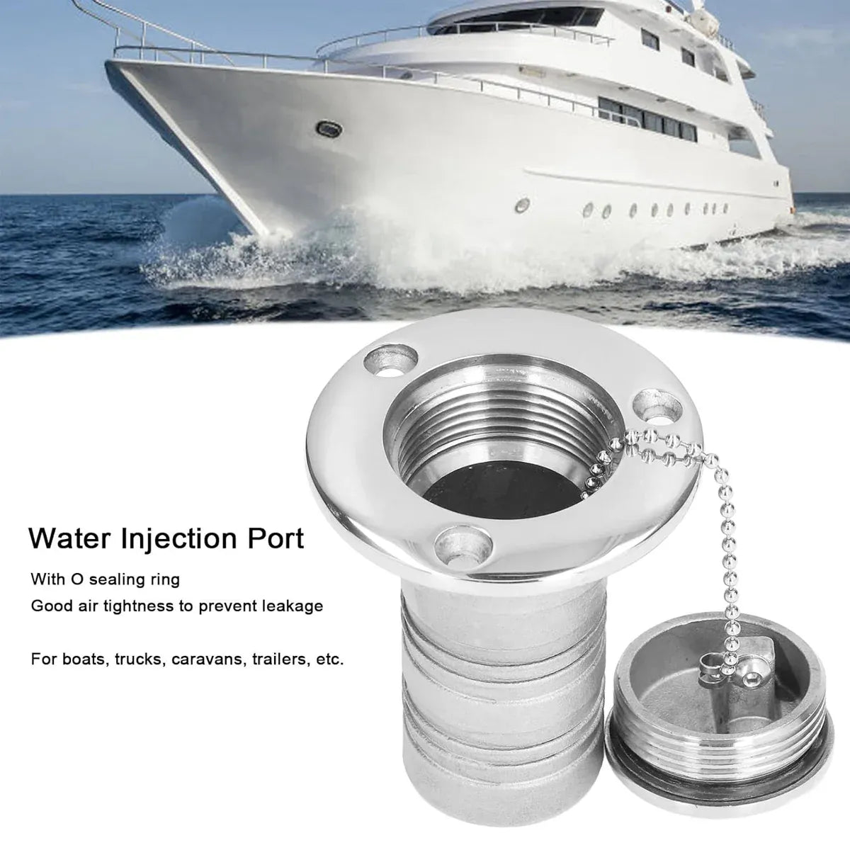 Stainless Steel Fuel Water Deck Filler Cap Flip Top Marine Yacht Boat Accessory