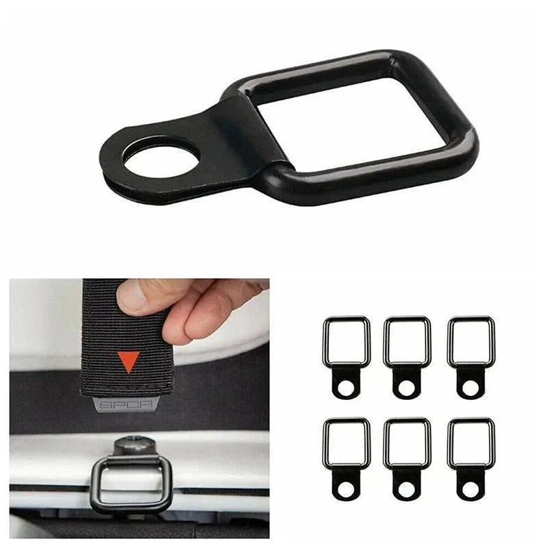 6PCS Black Heavy Duty Fixing Point Anchor Eye Tie Down Lashing Loop D-Ring Hook
