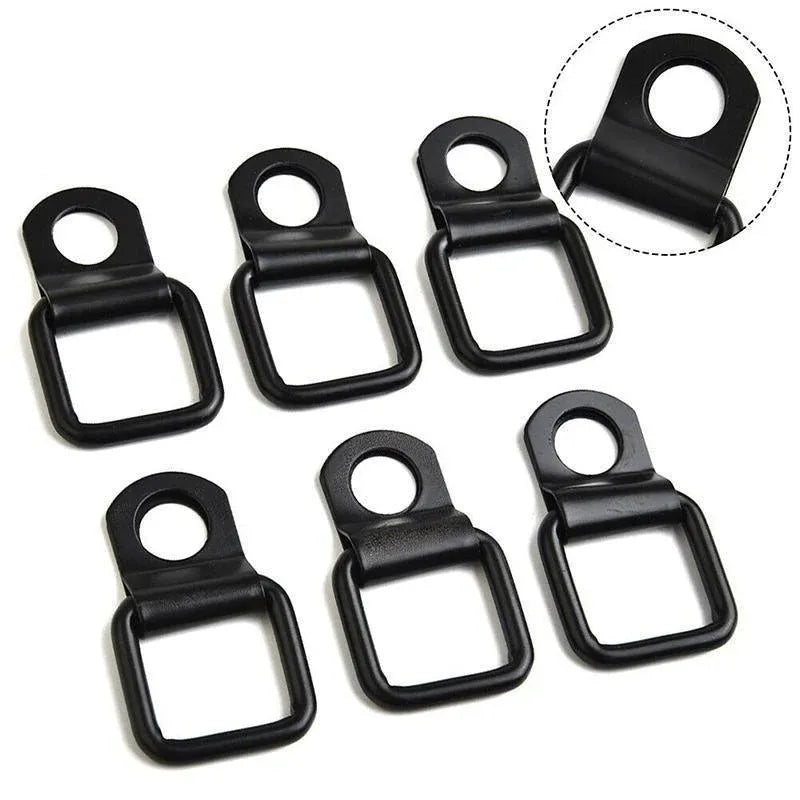 6PCS Black Heavy Duty Fixing Point Anchor Eye Tie Down Lashing Loop D-Ring Hook