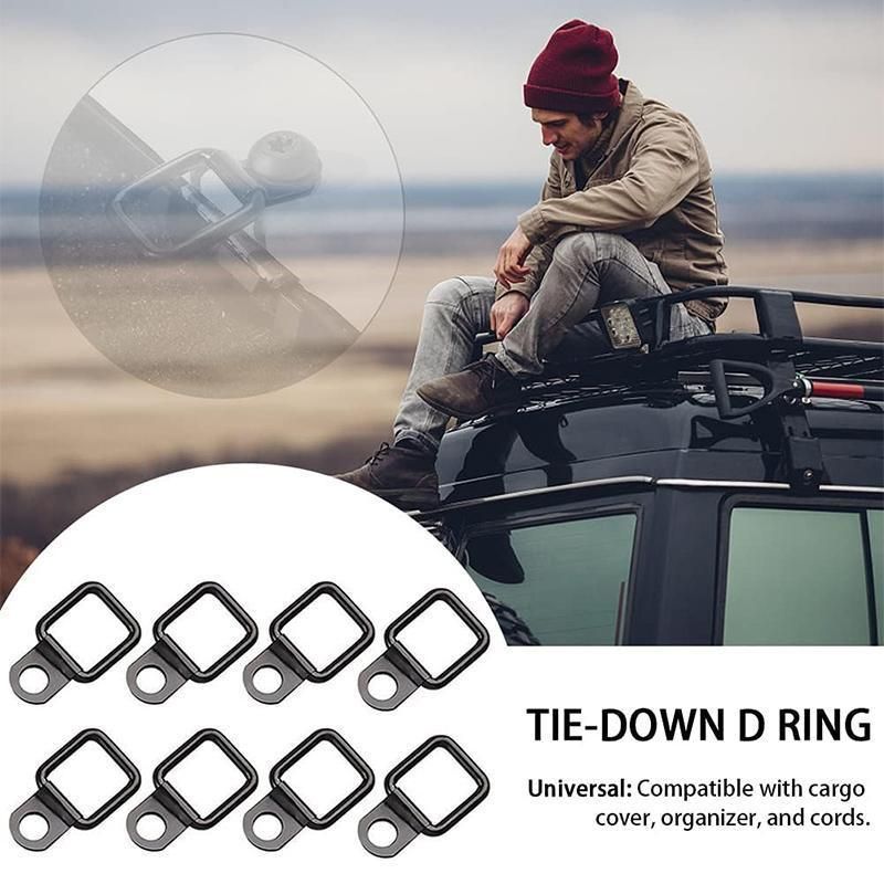 6PCS Black Heavy Duty Fixing Point Anchor Eye Tie Down Lashing Loop D-Ring Hook