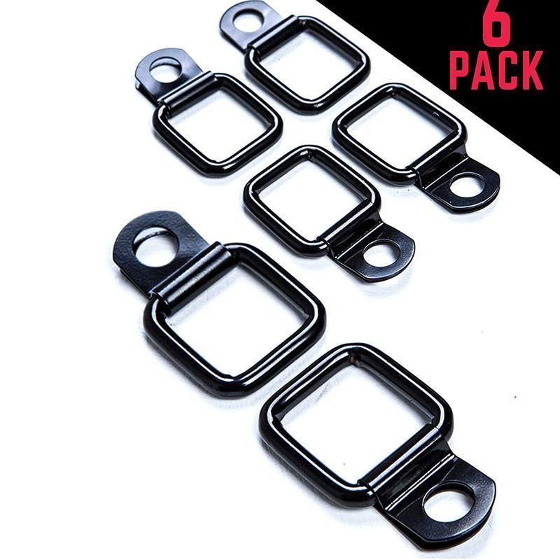 6PCS Black Heavy Duty Fixing Point Anchor Eye Tie Down Lashing Loop D-Ring Hook
