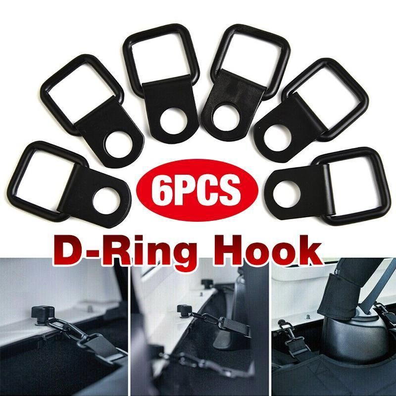 6PCS Black Heavy Duty Fixing Point Anchor Eye Tie Down Lashing Loop D-Ring Hook
