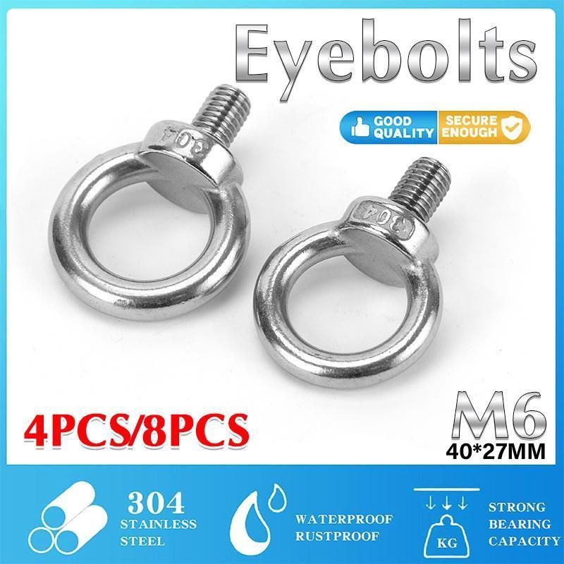 4/8PCS Eye Bolt Tie Down Kit For Rhino Pioneer Platform Roof Rack Fix The 4WD Awning - 4PCS