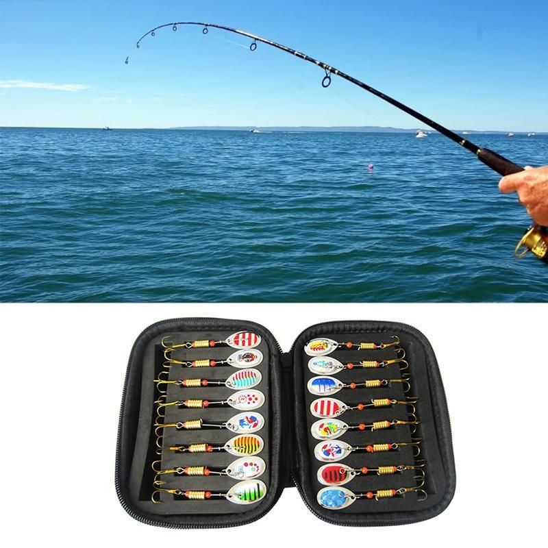 10/16PCS Fishing Lure Spinners Baits Spoon Set with Tackle Bag Trout Bass Tackle - B(10PCS)