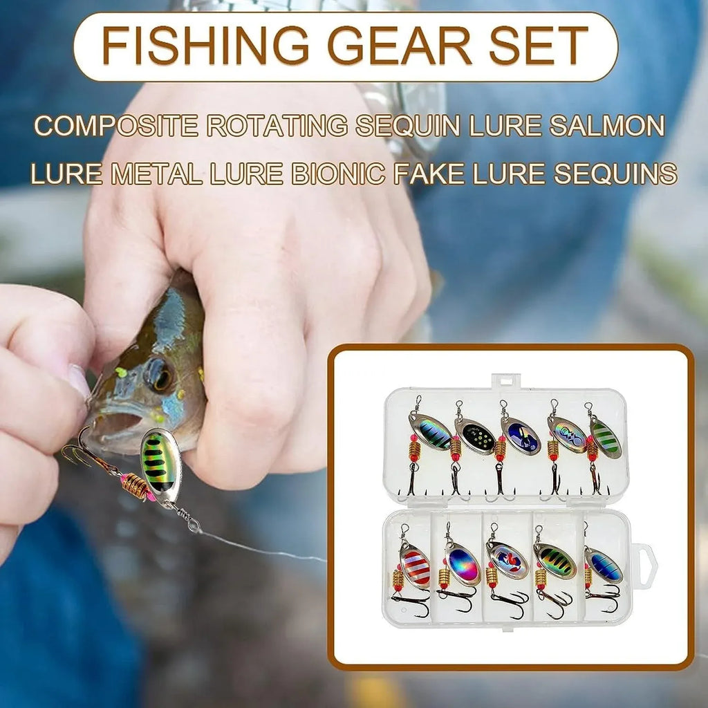 10/16PCS Fishing Lure Spinners Baits Spoon Set with Tackle Bag Trout Bass Tackle - B(10PCS)