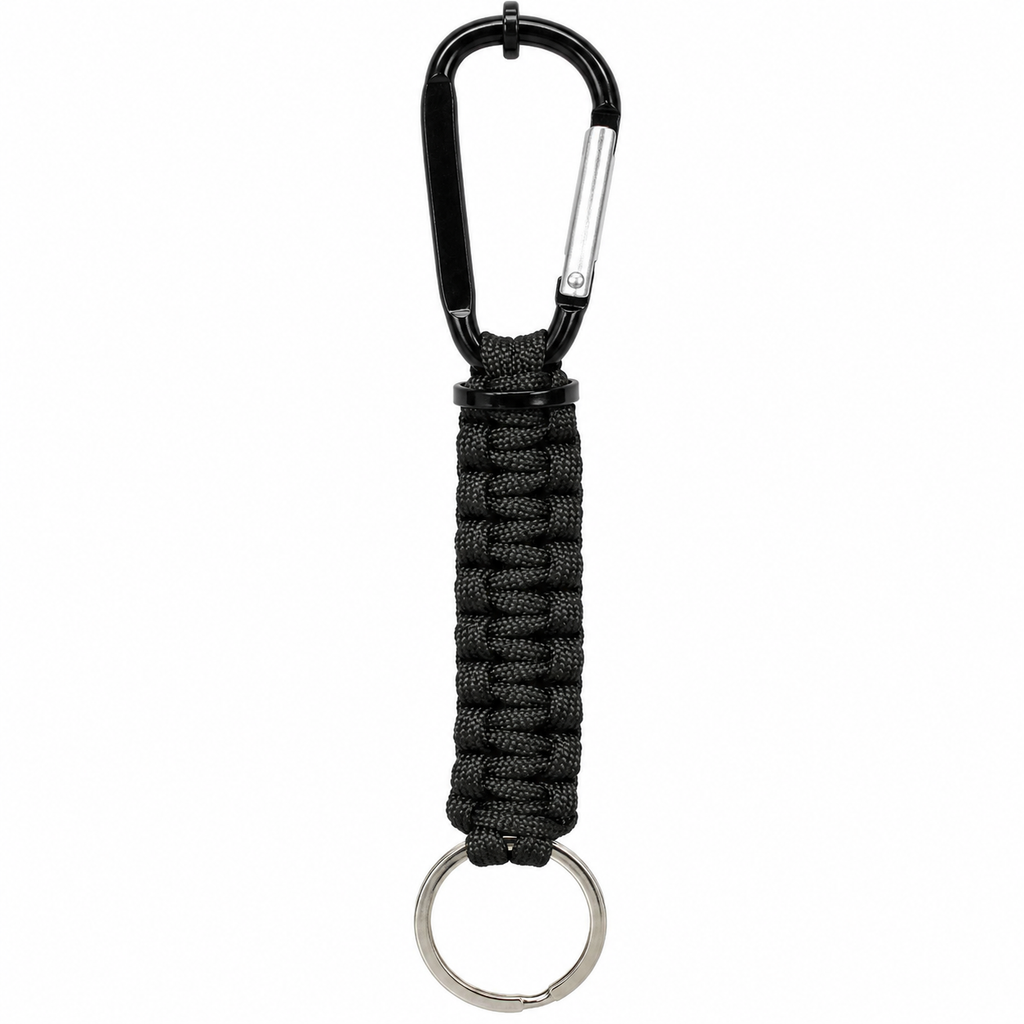 Paracord Keychain w/ Key Ring & Carabiner Clip Cable Holder