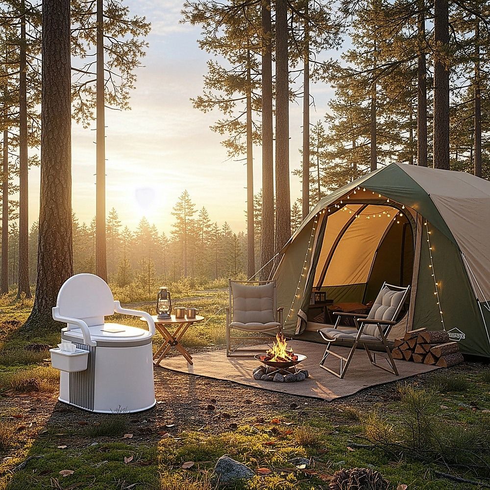 19L Camping Portable Toilet – Outdoor & Indoor Travel Commode Potty with Built-In Tissue Box