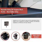 Adjustable Folding UHF Antennas Mount Bracket – Black Bullbar Clamp