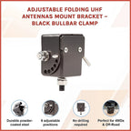 Adjustable Folding UHF Antennas Mount Bracket – Black Bullbar Clamp