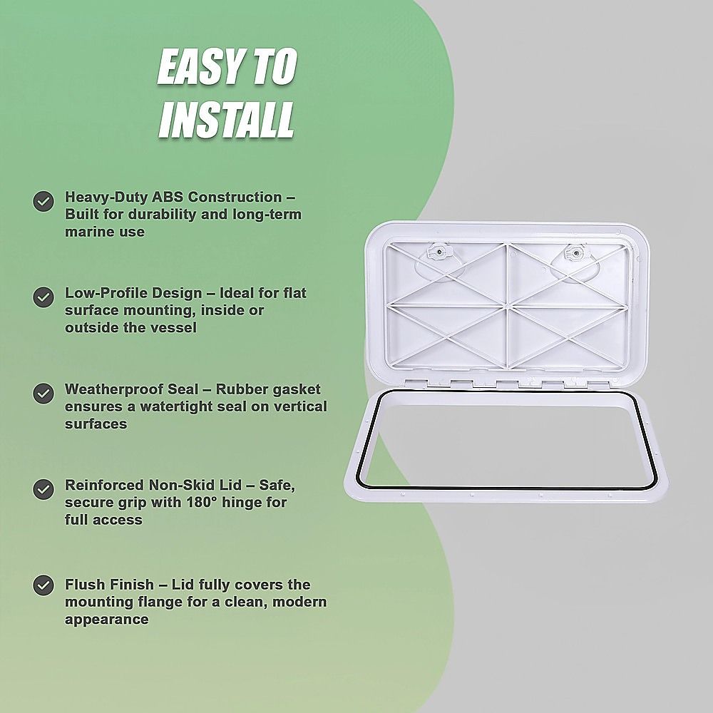 606 x 353mm White Boat Access Hatch – Marine Deck Inspection Lid for Boat, Yacht & RV Use