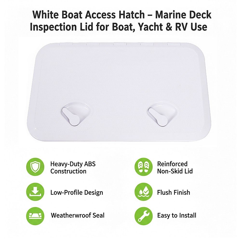 606 x 353mm White Boat Access Hatch – Marine Deck Inspection Lid for Boat, Yacht & RV Use