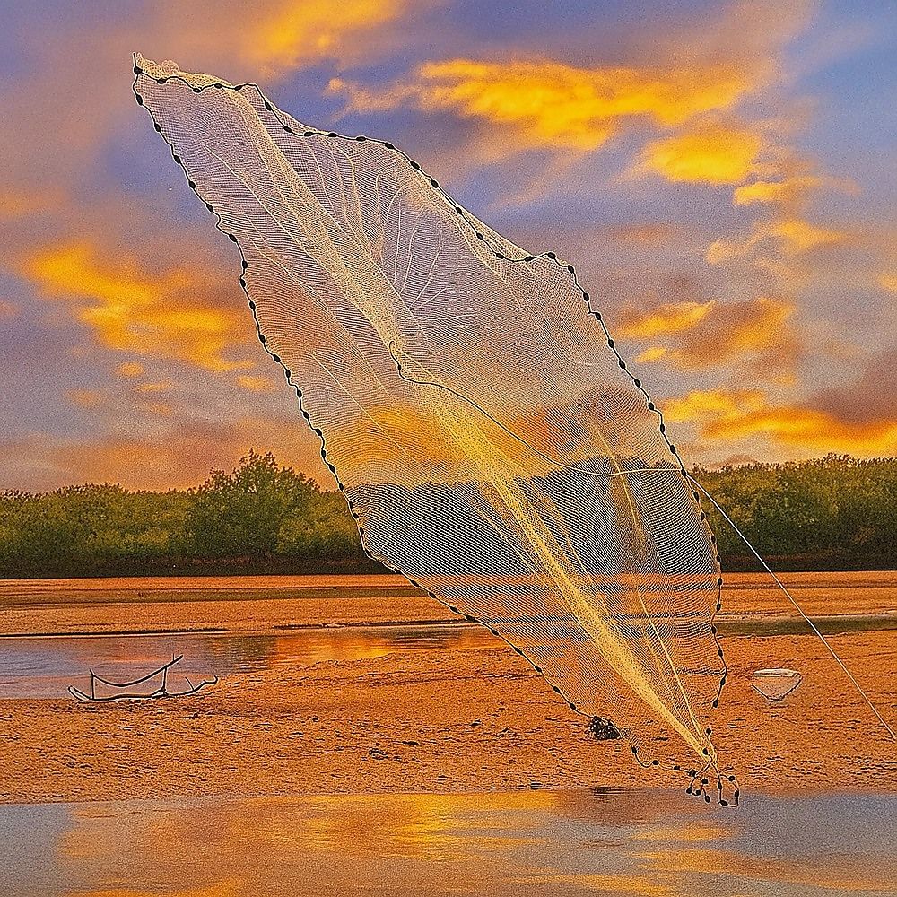 3m Nylon Fishing Cast Net – Quick Throw Mesh with Chain Weights & Drawstring
