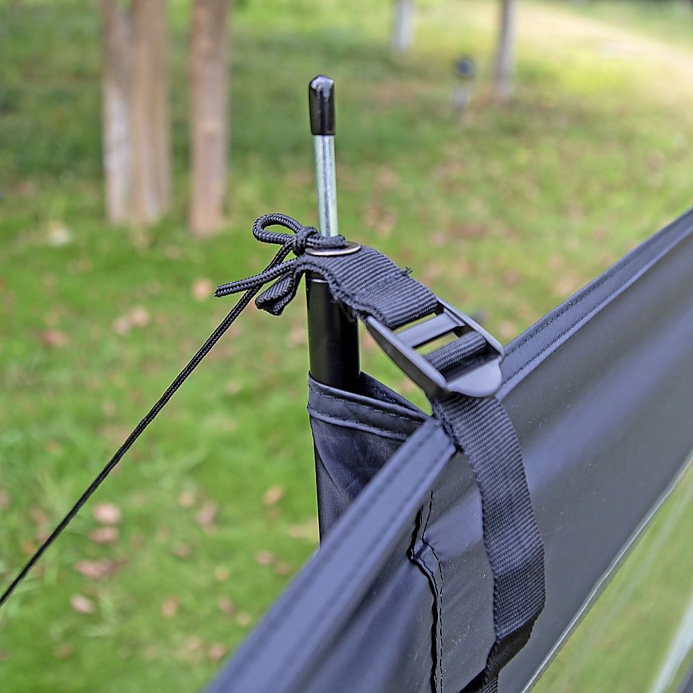 Camping Windbreak with Clear Windows & Carry Bag 725x140cm Black Outdoor Privacy Shelter