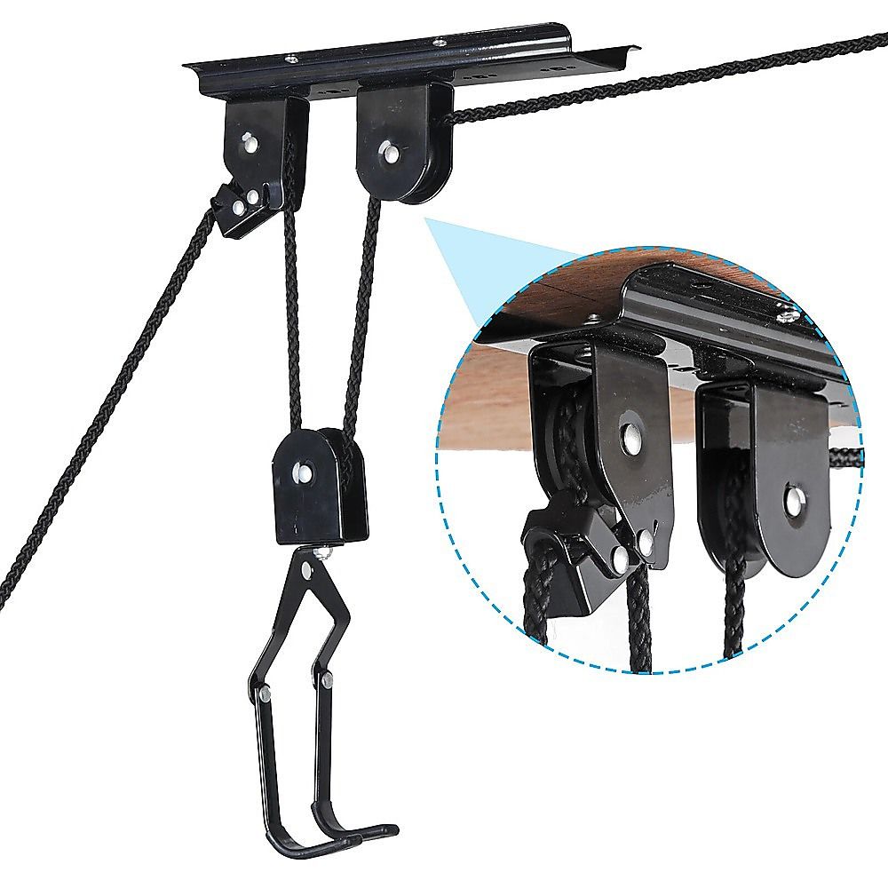 Heavy Duty Bike Hoist Pulley Lift – Garage Ceiling Bicycle Storage Rack w/ Lock