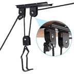 Heavy Duty Bike Hoist Pulley Lift – Garage Ceiling Bicycle Storage Rack w/ Lock