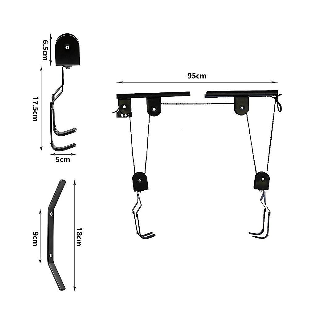 Heavy Duty Bike Hoist Pulley Lift – Garage Ceiling Bicycle Storage Rack w/ Lock