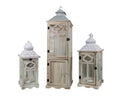 Set 3 Tall Natural Wooden Lantern 117cm