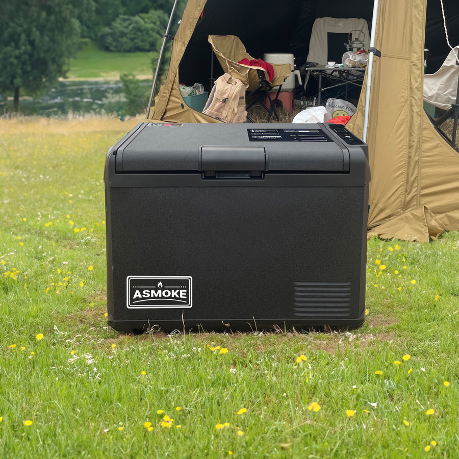 ASMOKE Premium Mini Fridge | 37L Compact Refrigerator with Roll-Bond Evaporator & Internal Light for Camping, RV & BBQ