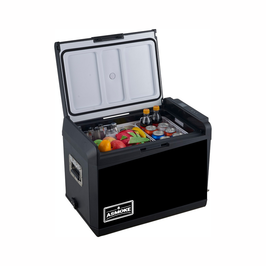 ASMOKE Premium Mini Fridge | 47L Compact Refrigerator with Roll-Bond Evaporator & Internal Light for Camping, RV & BBQ