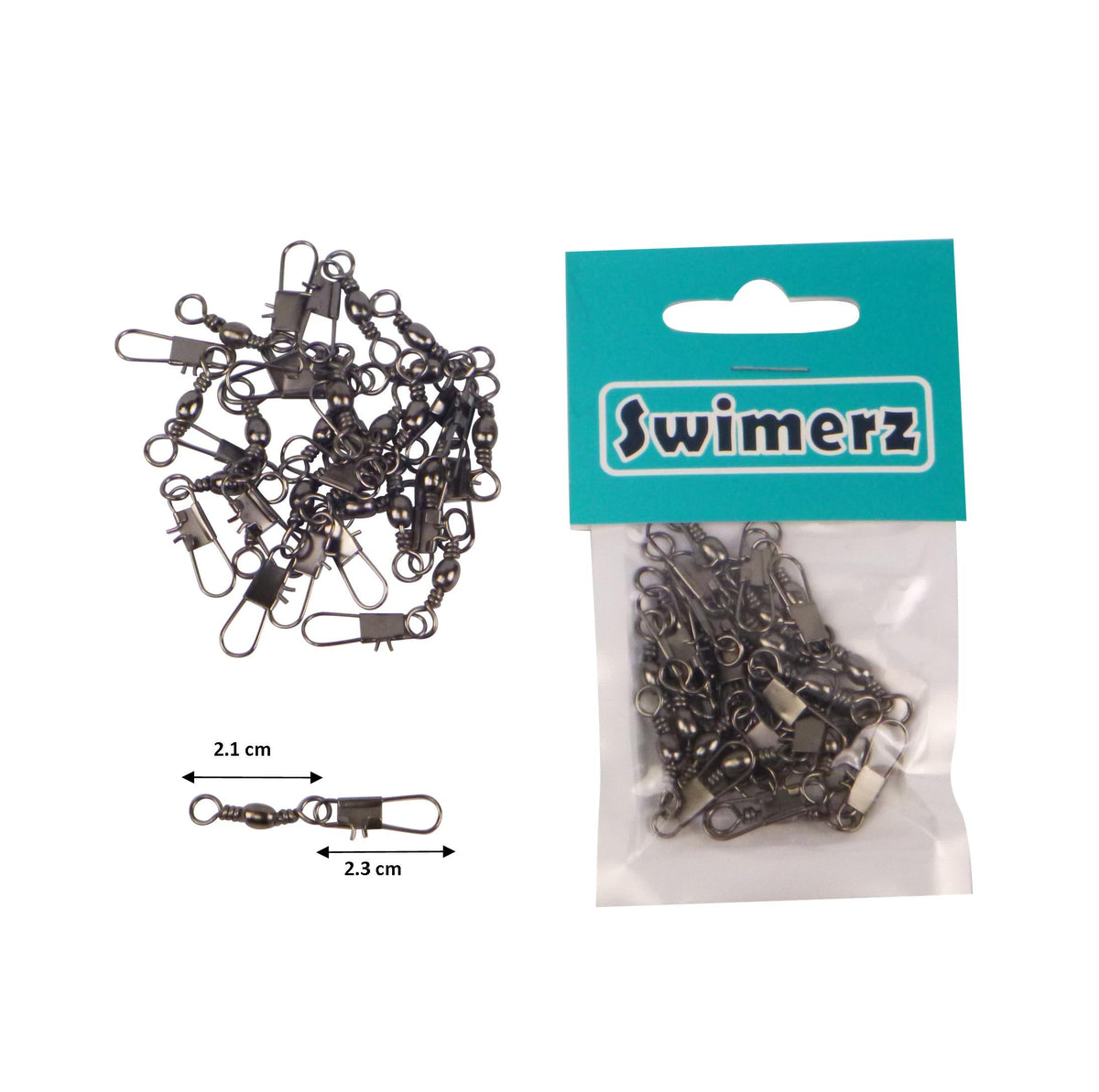 Swimerz Barrel Swivel w Interlock Snap, Size 6, 20 pack
