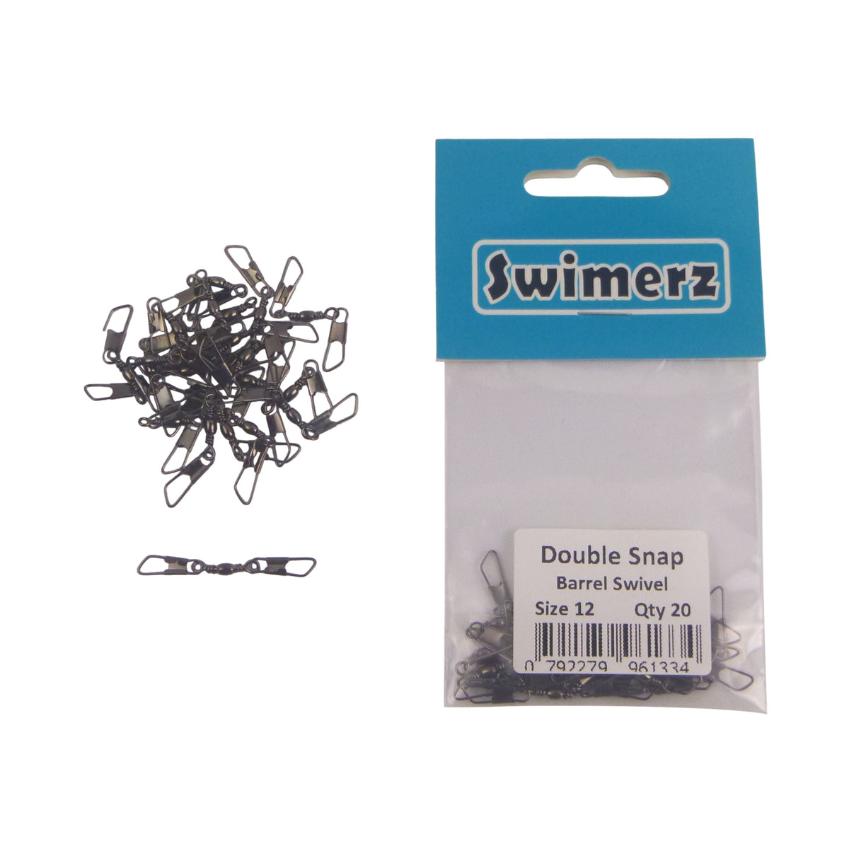 Swimerz Double Snap Barrel Swivels, Size 12, 20 pack