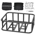Rear Bike Basket, Medium Bicycle Basket with Cargo Net, Liner & Waterproof Cover, Pets, Mounting Tools Included