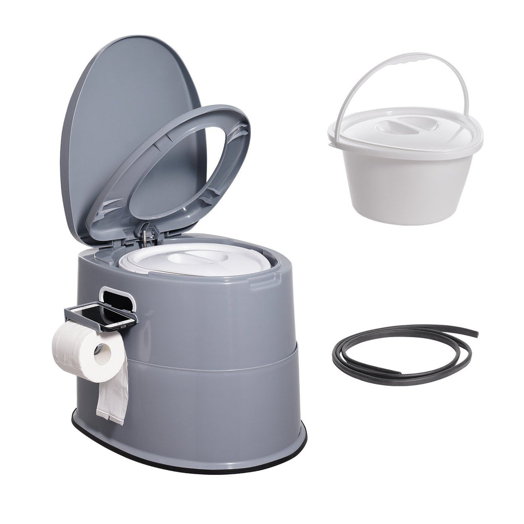 Portable Toilet for Camping, Porta Potty with 5L Detachable Inner Bucket & Removable Paper Holder