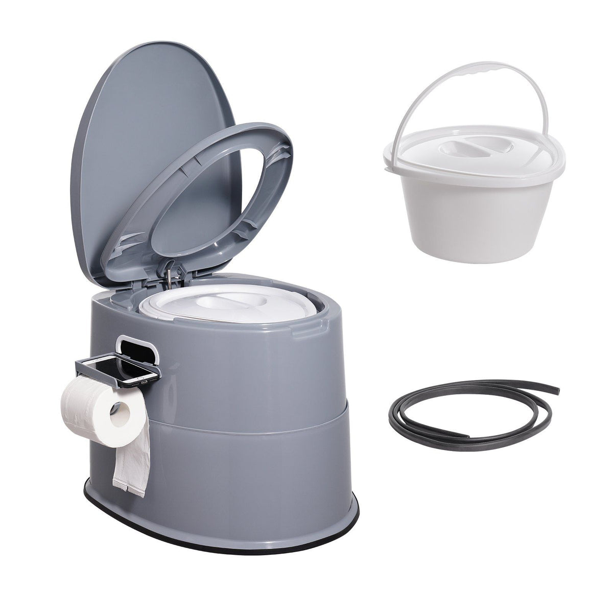 Portable Toilet for Camping, Porta Potty with 5L Detachable Inner Bucket & Removable Paper Holder