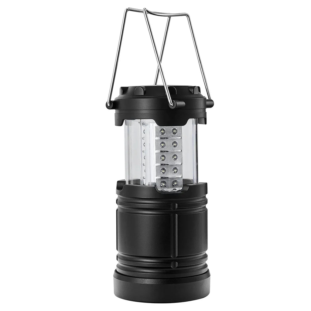 LED Camping Lanterns, 4 Pack, Magnetic Base, Battery Powered Lights, Lightweight Hanging Collapsible Lights, Black
