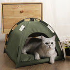 L Green Foldable Breathable Summer Pet Tent with Cooling Mat - Portable Outdoor and Indoor Pet Shelter