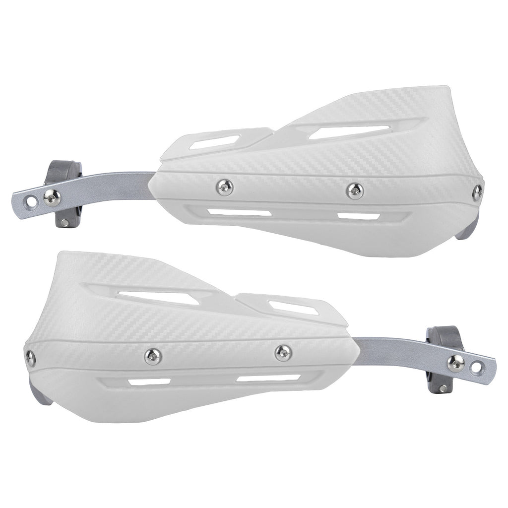 Professional Universal Motorcycle Handguards for Honda CC110 Cross Cub - Heavy Duty Aluminum Alloy Anti-Collision Brush Guards, Carbon Fiber Style Handlebar Protectors for Dirt Bikes and Off-Road Motorcycles - 1 Pair—White