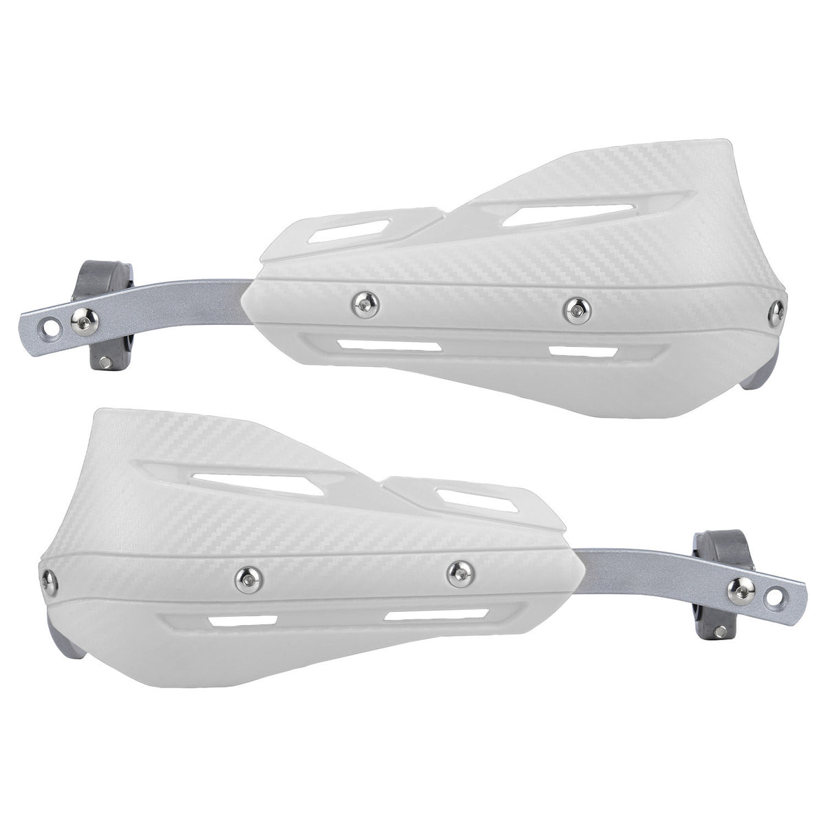 Professional Universal Motorcycle Handguards for Honda CC110 Cross Cub - Heavy Duty Aluminum Alloy Anti-Collision Brush Guards, Carbon Fiber Style Handlebar Protectors for Dirt Bikes and Off-Road Motorcycles - 1 Pair—White