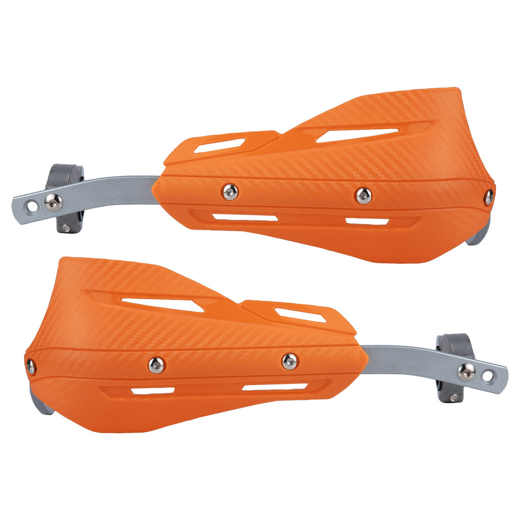 Professional Universal Motorcycle Handguards for Honda CC110 Cross Cub - Heavy Duty Aluminum Alloy Anti-Collision Brush Guards, Carbon Fiber Style Handlebar Protectors for Dirt Bikes and Off-Road Motorcycles - 1 Pair—Orange
