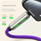 Universal PD Fast Charging Cable with LED Indicator - Zinc Alloy, Durable 1.5m Silicone Cord - Multiple Connector Options(White)