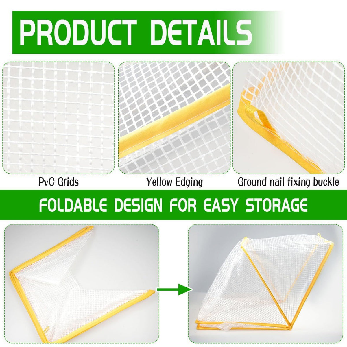 3 piece White Foldable Raised Garden Bed Cover - Vegetable Plant Protector(80 x 34 x 35 cm)