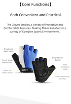 Size XL Blue Padded Half-Finger Cycling Gloves - Breathable Shock-Absorbing Workout Gloves for Gym & Fitness