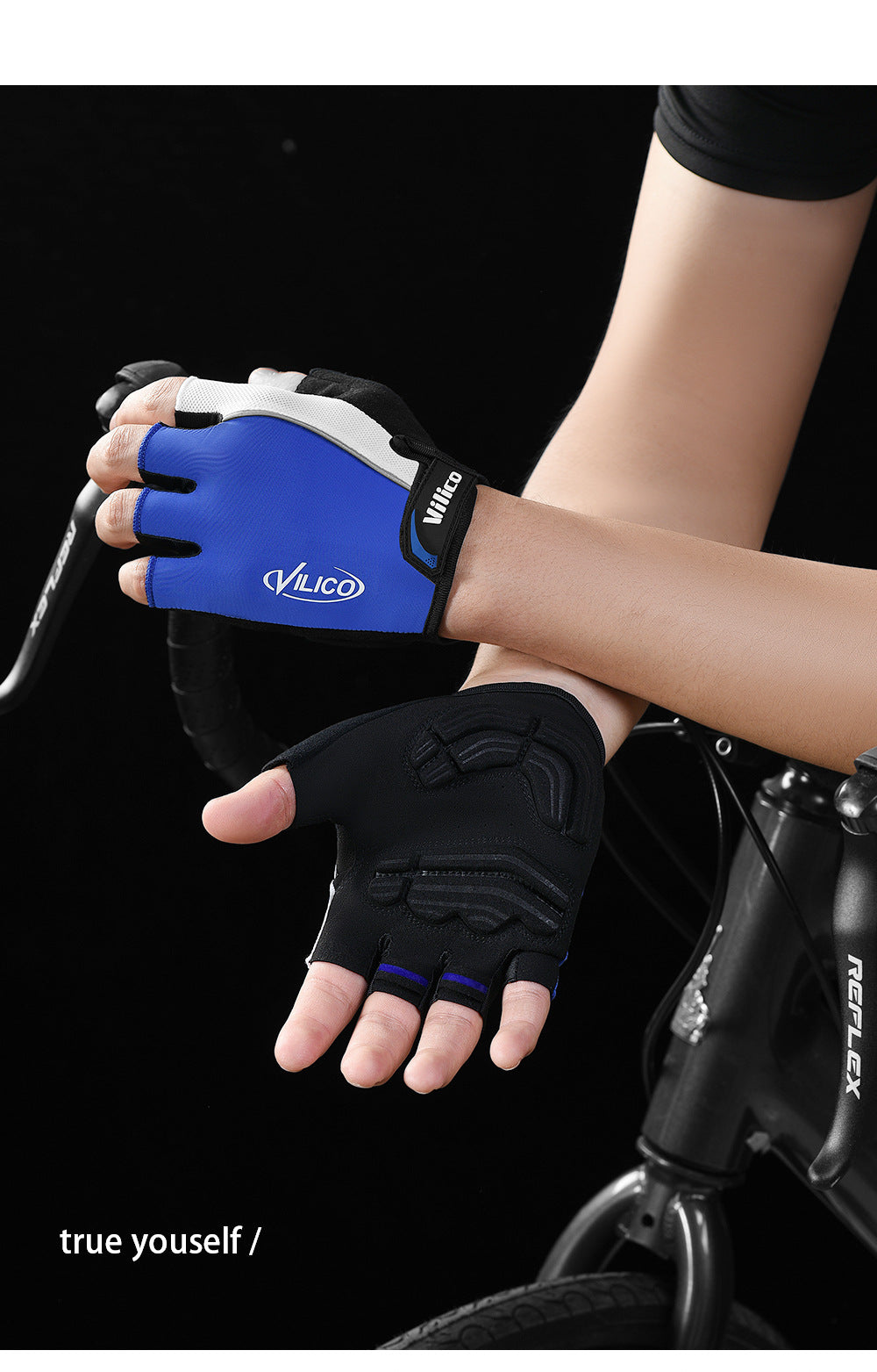 Size XL Blue Padded Half-Finger Cycling Gloves - Breathable Shock-Absorbing Workout Gloves for Gym & Fitness