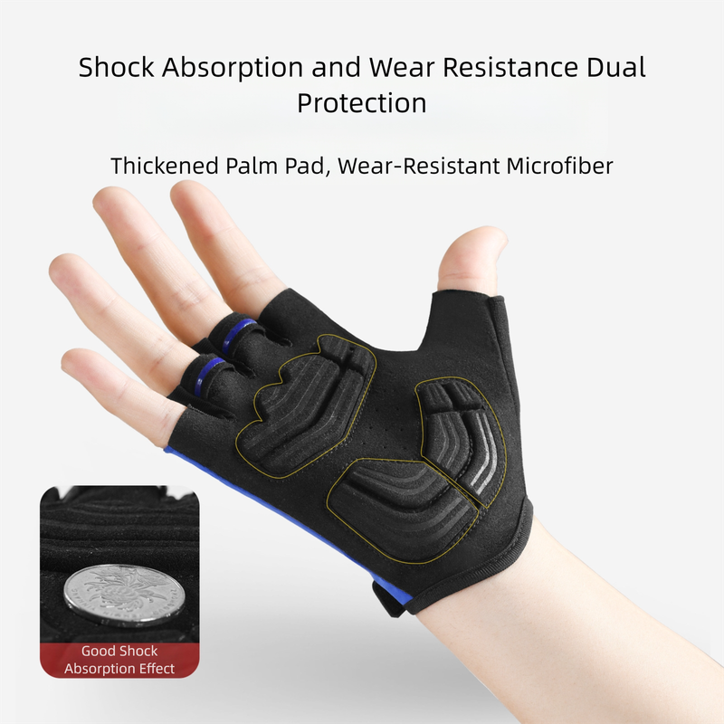 Size M Black Padded Half-Finger Cycling Gloves - Breathable Shock-Absorbing Workout Gloves for Gym & Fitness