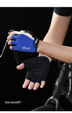 Size L Black Padded Half-Finger Cycling Gloves - Breathable Shock-Absorbing Workout Gloves for Gym & Fitness