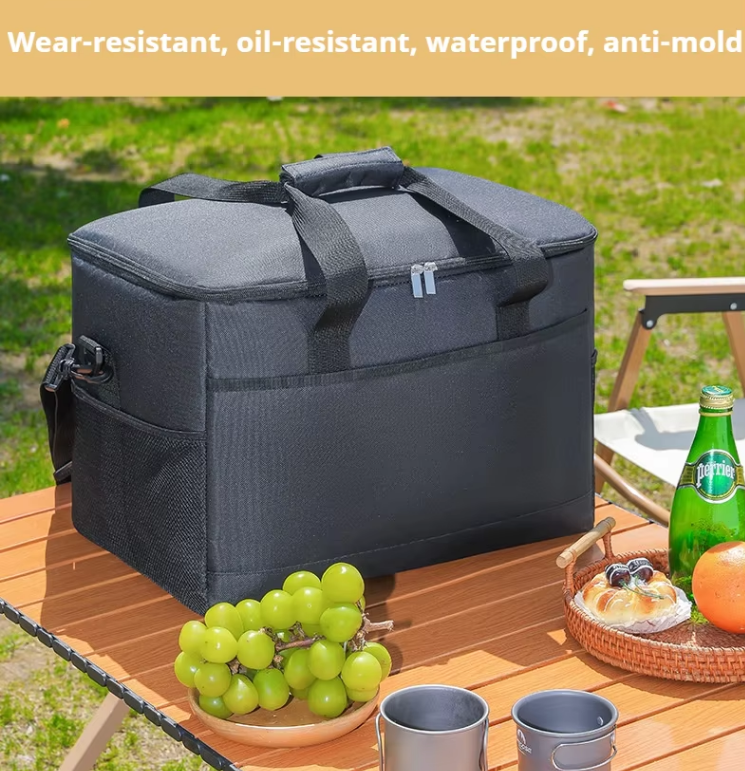 Large 35L Insulated Cooler Bag Soft Sided Leakproof Thermal Tote for Camping Beach Picnic BBQ Heavy Duty Grocery Carrier Black